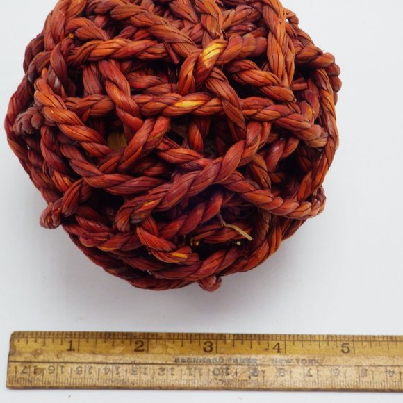 Round Natural Fiber Ball Red Rope Orb Circular Sphere Boho Home Nautical Decor - Picture 3 of 3